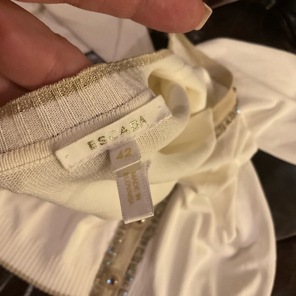 Escada beautiful cream button up lightweight sweater - Picture 9 of 12